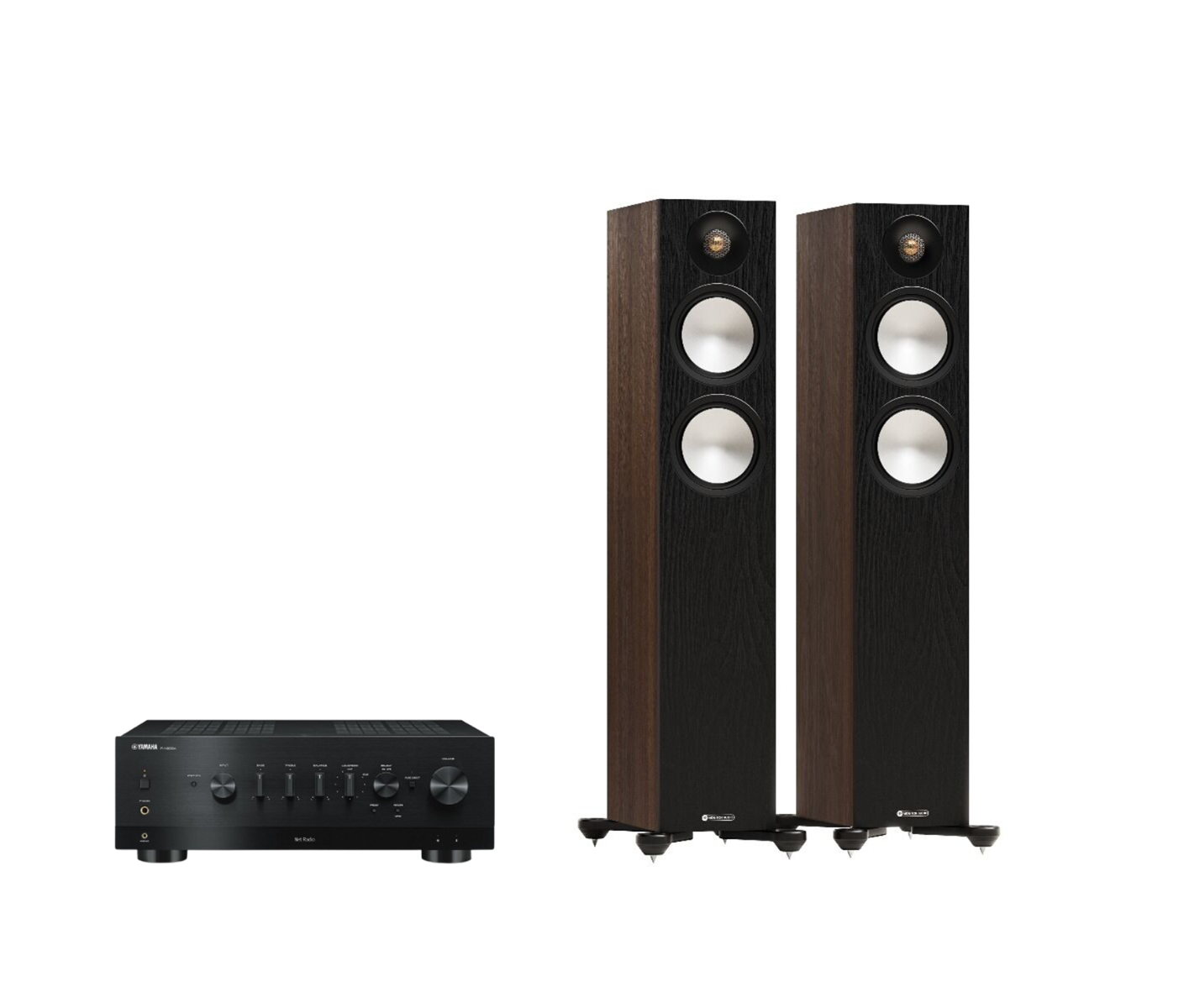 Yamaha R-N800A Hi-Fi Network Receiver Amplifier + Monitor Audio Bronze 300 7G Floor Standing Speakers Package and 5 metres Classic 79 Strand