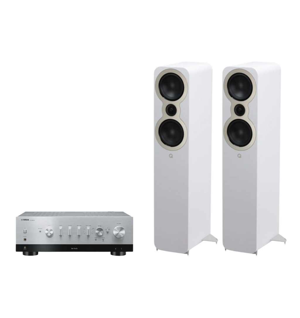 Yamaha R-N800A Hi-Fi Network Receiver Amplifier + Q Acoustics 3050c Floor Standing Speakers Package and 5 metres Classic 79 Strand