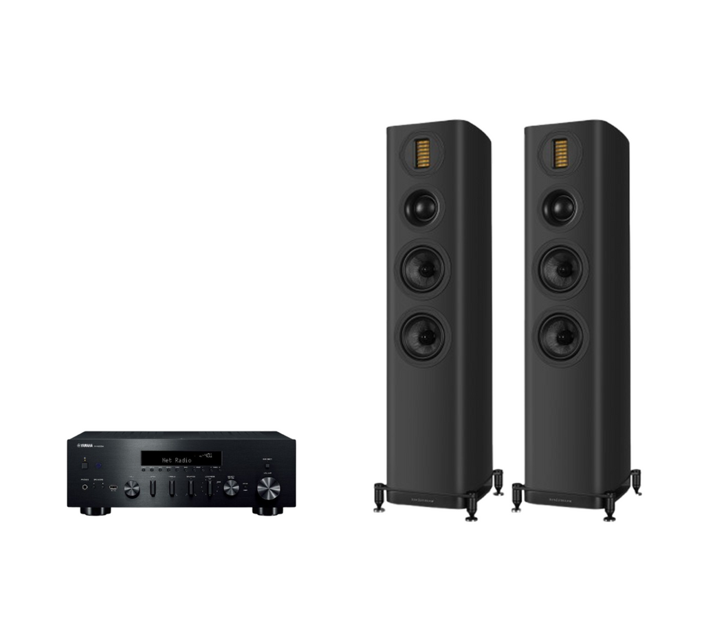 Yamaha R-N800A Hi-Fi Network Receiver Amplifier + Wharfedale Evo 5.3 Floor Standing Speakers Package and 5 metres Classic 79 Strand