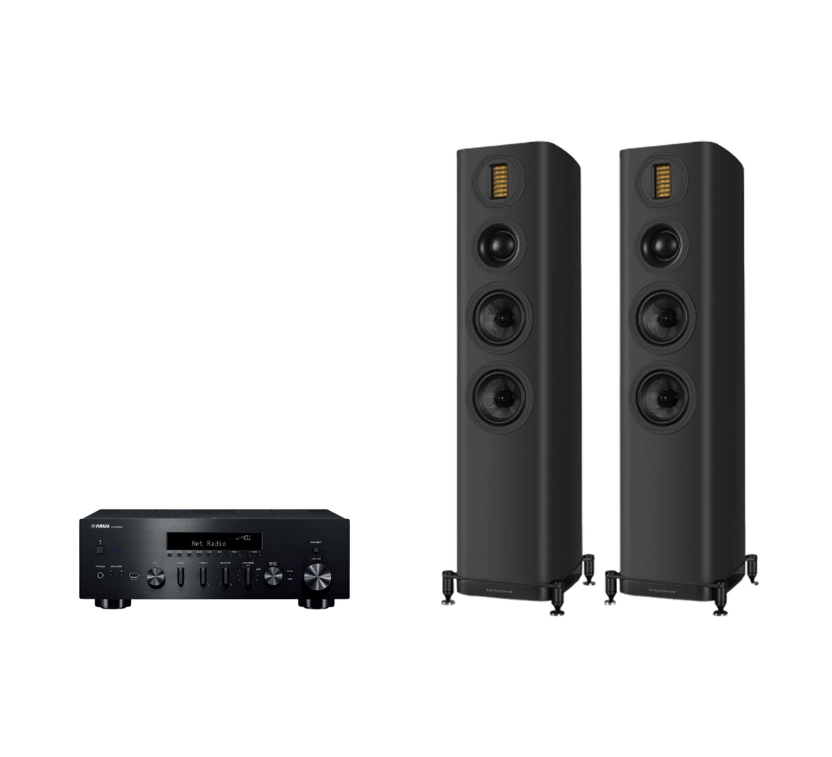 Yamaha R-N800A Hi-Fi Network Receiver Amplifier + Wharfedale Evo 5.3 Floor Standing Speakers Package and 5 metres Classic 79 Strand