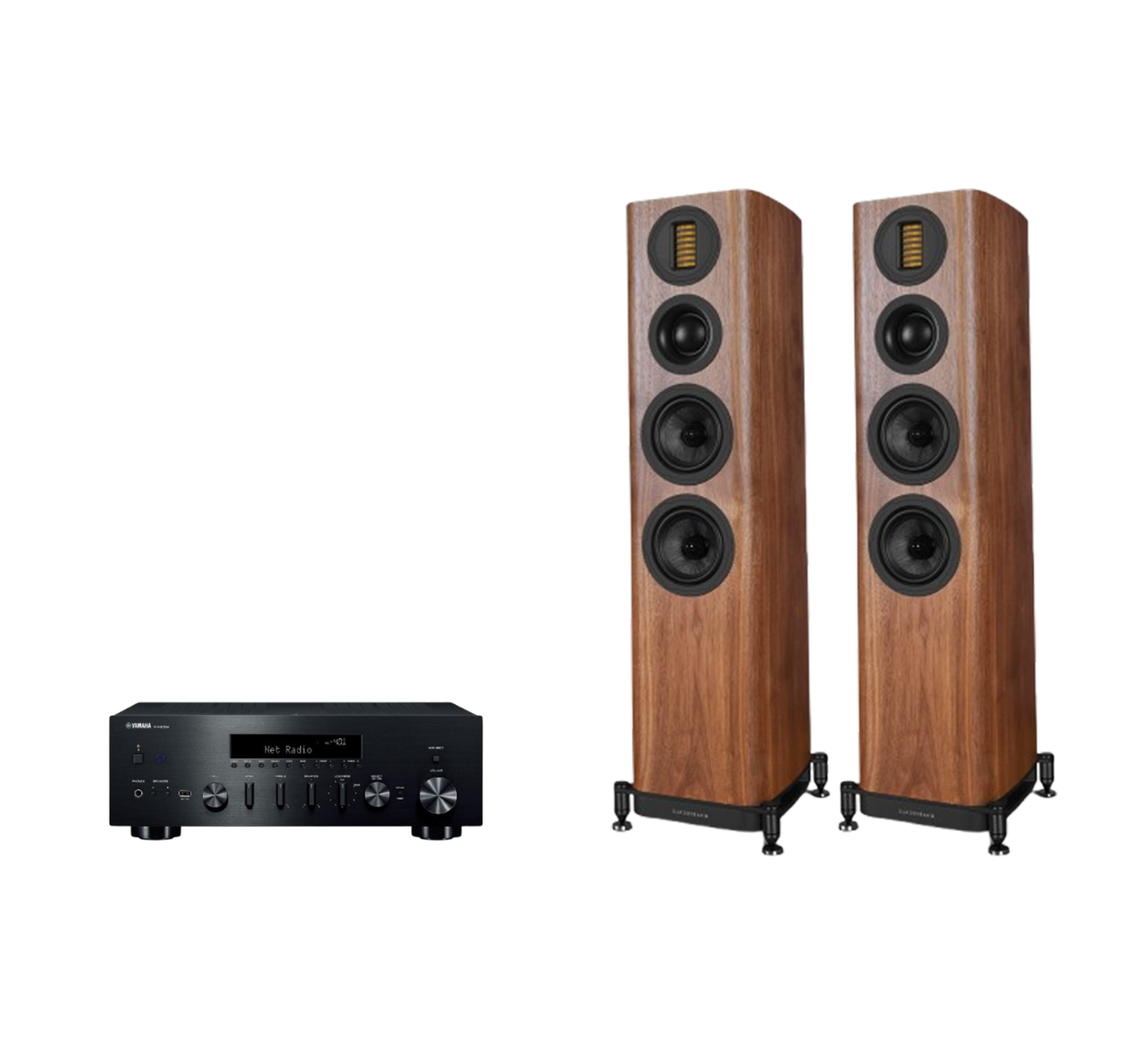 Yamaha R-N800A Hi-Fi Network Receiver Amplifier + Wharfedale Evo 5.3 Floor Standing Speakers Package and 5 metres Classic 79 Strand