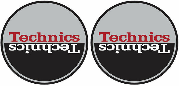 Technics MOON 3 Slipmats - Black, Red & Silver Antistatic Slipmats for Turntables (Pair)