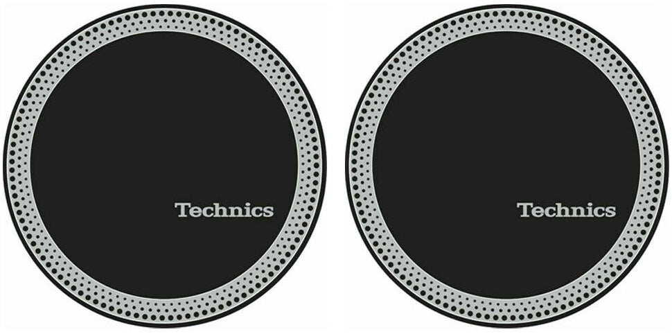 Technics Strobe 3 - Black & Silver Antistatic Slipmats for Turntables (Pair)