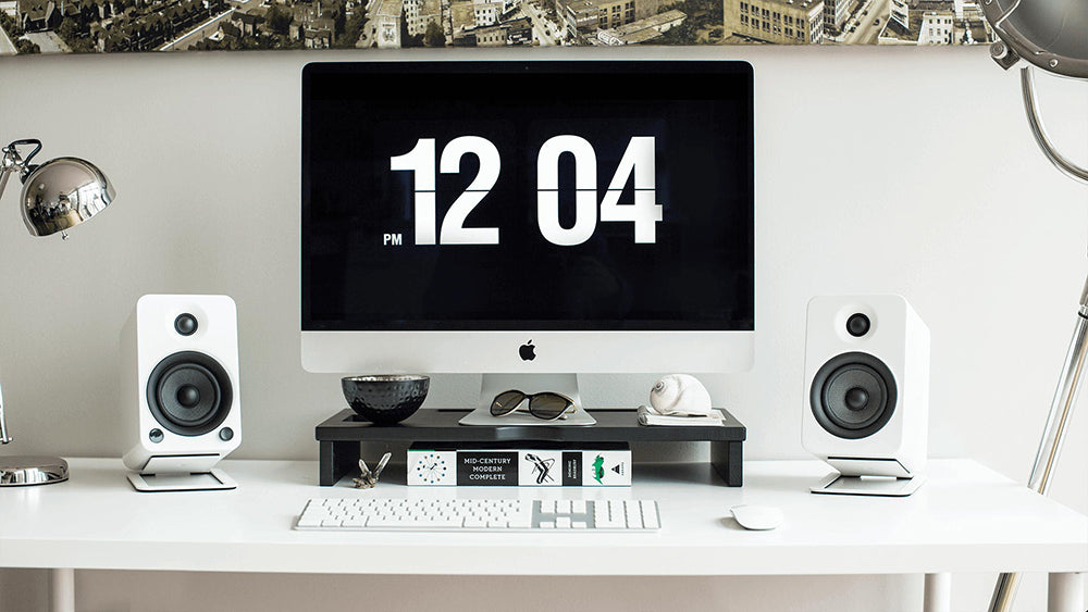 Kanto Audio S4 (Medium) - Desktop Speaker Stands for YU4 Speakers (Pair) - Steel White