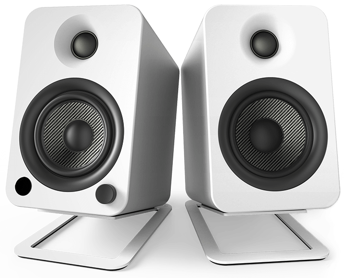 Kanto Audio S4 (Medium) - Desktop Speaker Stands for YU4 Speakers (Pair) - Steel White