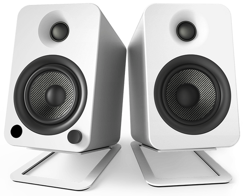 Kanto Audio S4 (Medium) - Desktop Speaker Stands for YU4 Speakers (Pair) - Steel White
