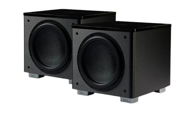 REL HT/1205 MKII Subwoofer – Stereo Pair (Black) + FREE 2 x QED Connect Subwoofer Cable – 3M