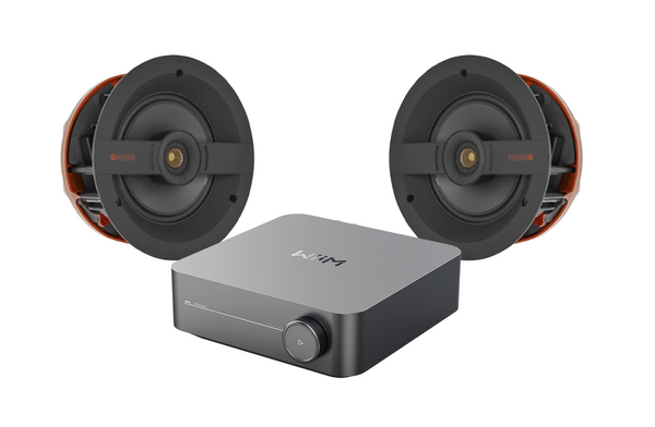 WiiM Amp Music Streaming Amplifier + 2 x Monitor Audio C1M Ceiling Speakers + 20m QED QX16/2