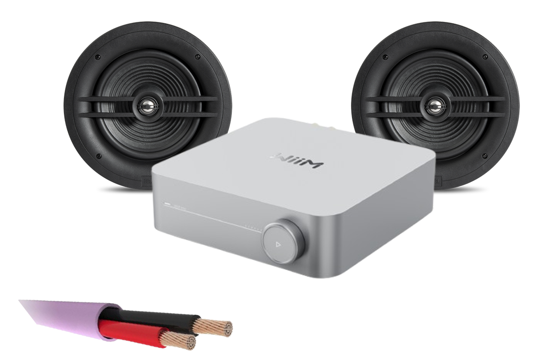 WiiM AMP + 2 x JBL Stage 280C – 2 Way 8" In Ceiling Speakers