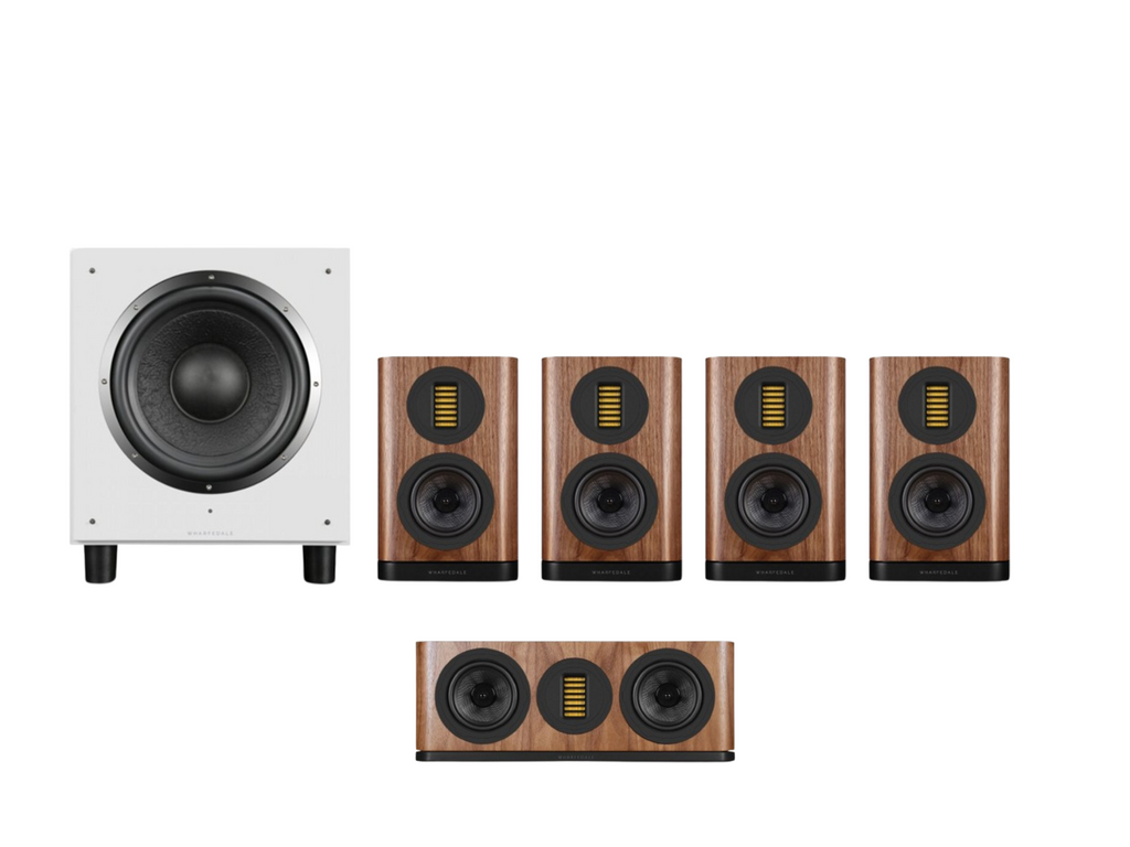 Wharfedale Evo 5.1 Surround Sound Bundle – Walnut with SW-12 Subwoofer
