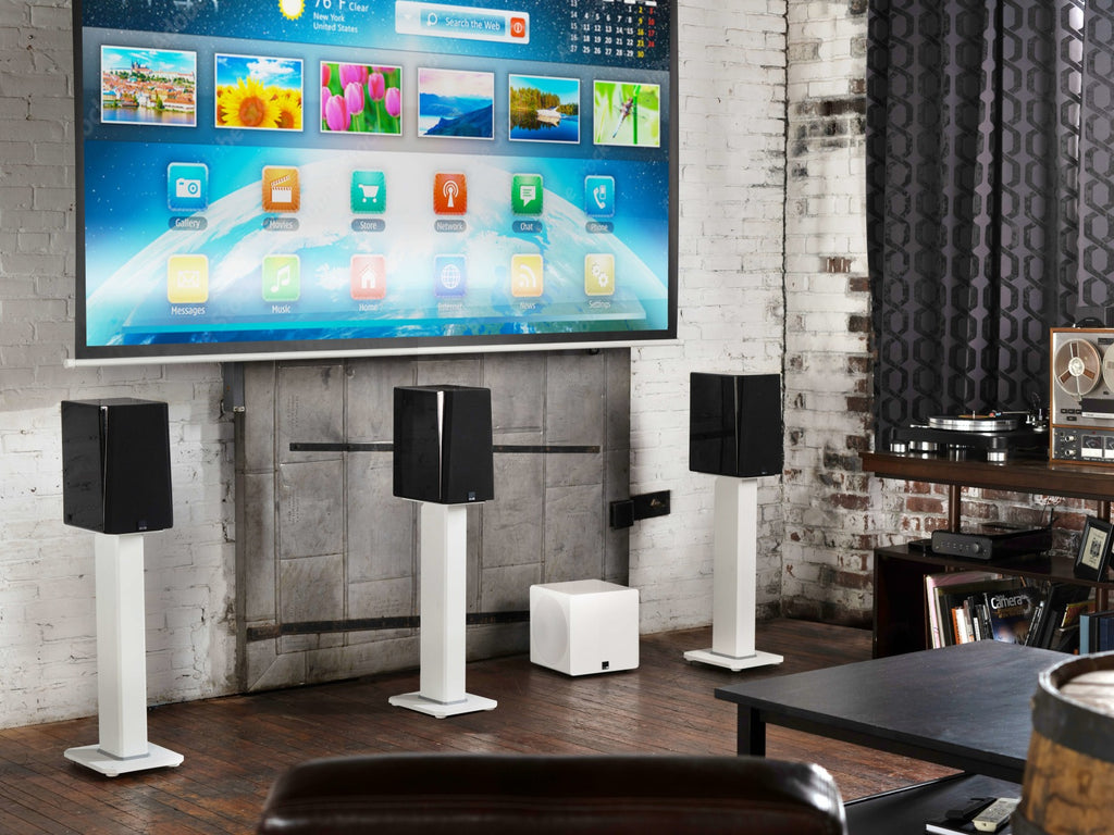 Kanto SX26 26" Tall Fillable Speaker Stands with Isolation Feet Pair - White