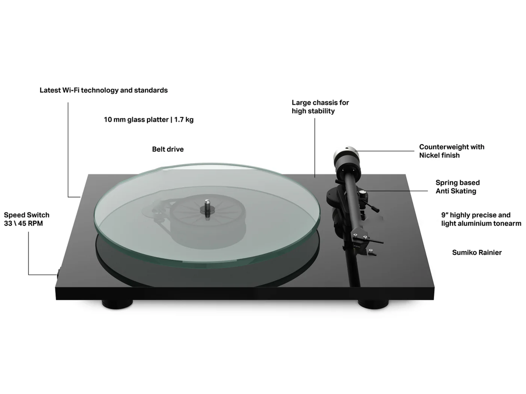 Pro-Ject T2 W T-Line Turntable - Black Gloss