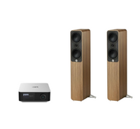 WiiM AMP Ultra Network Stereo Amplifier + Q Acoustics 5040 Floor Standing Speakers Package and 5 metres Classic 79 Strand