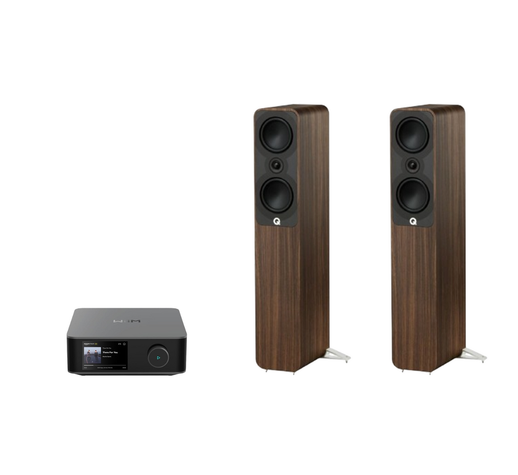 WiiM AMP Ultra Network Stereo Amplifier + Q Acoustics 5040 Floor Standing Speakers Package and 5 metres Classic 79 Strand