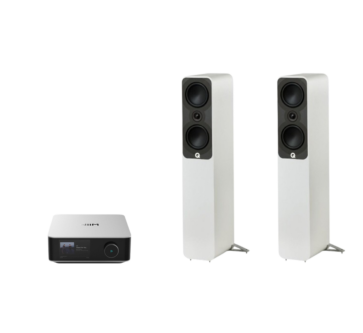 WiiM AMP Ultra Network Stereo Amplifier + Q Acoustics 5040 Floor Standing Speakers Package and 5 metres Classic 79 Strand
