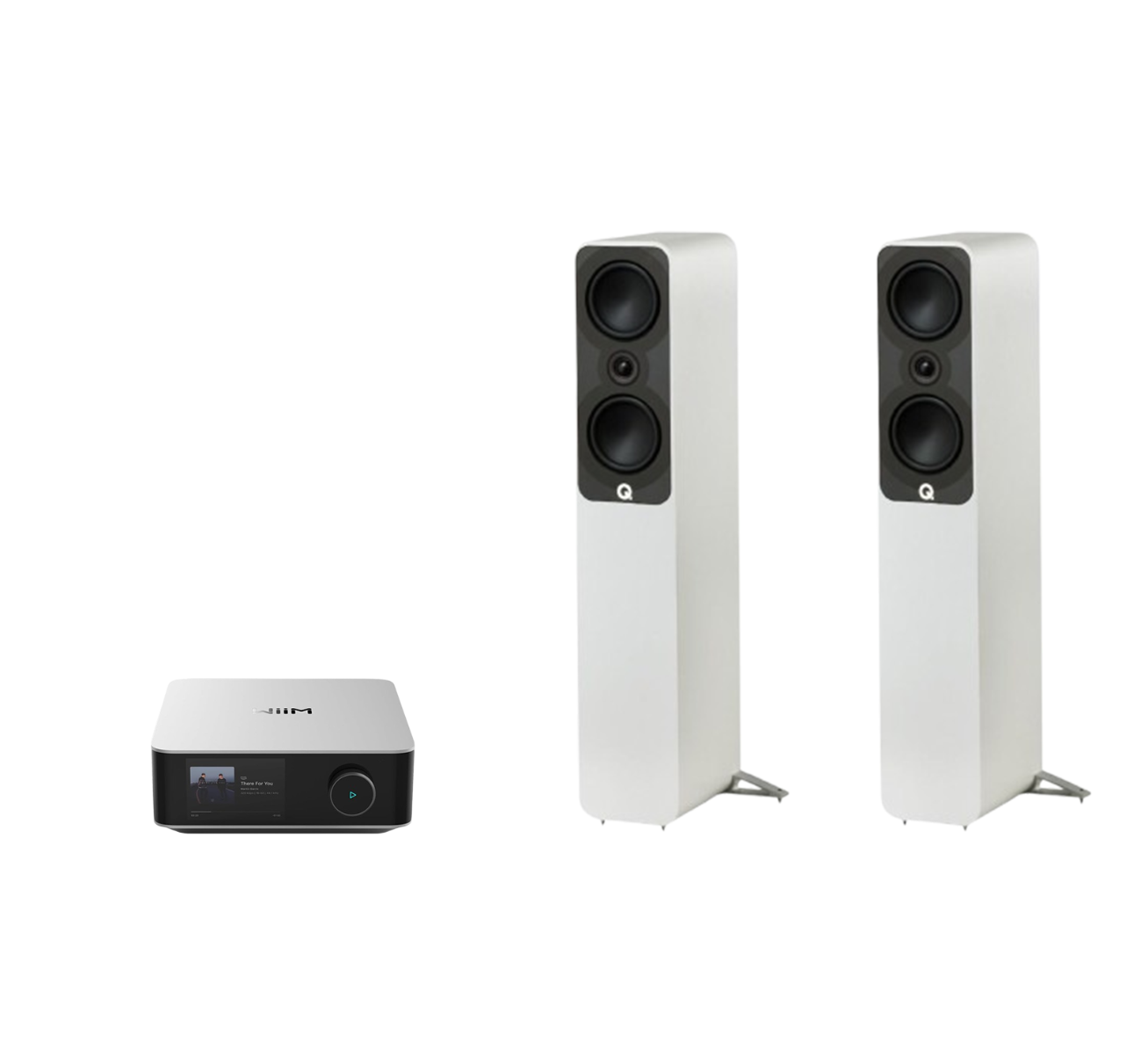 WiiM AMP Ultra Network Stereo Amplifier + Q Acoustics 5040 Floor Standing Speakers Package and 5 metres Classic 79 Strand