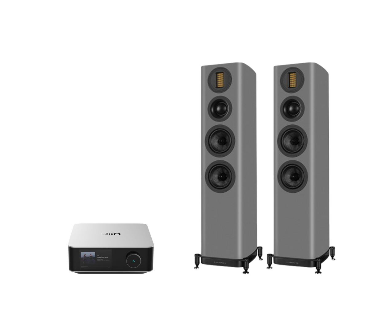 WiiM AMP Ultra Network Stereo Amplifier + Wharfedale Evo 5.3 Floor Standing Speakers Package and 5 metres Classic 79 Strand