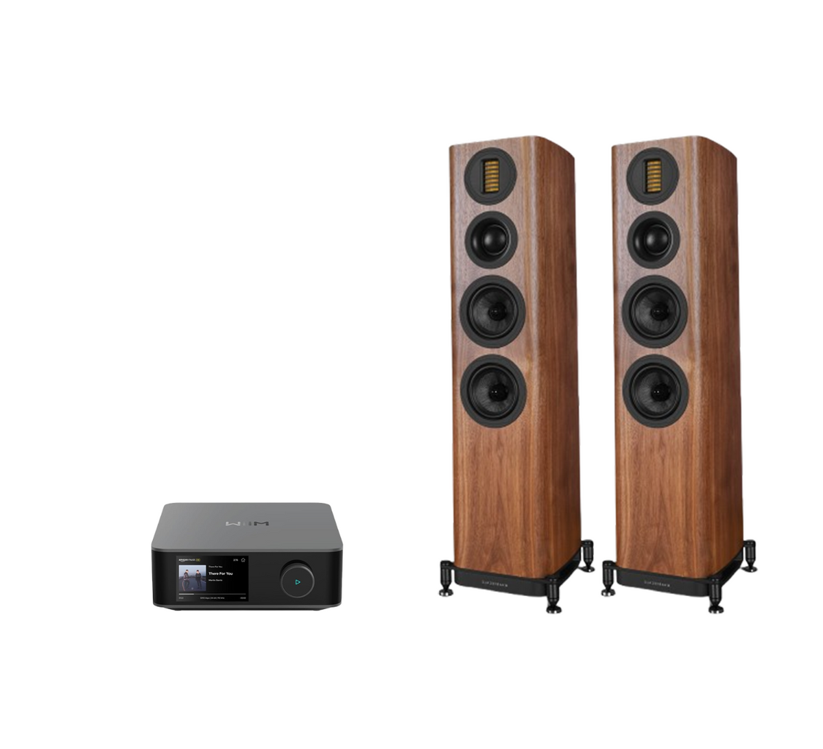 WiiM AMP Ultra Network Stereo Amplifier + Wharfedale Evo 5.3 Floor Standing Speakers Package and 5 metres Classic 79 Strand