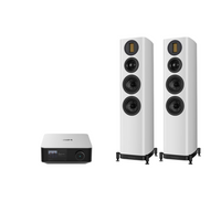 WiiM AMP Ultra Network Stereo Amplifier + Wharfedale Evo 5.3 Floor Standing Speakers Package and 5 metres Classic 79 Strand