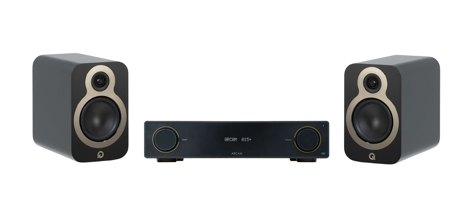 ARCAM A15+ Radia Plus Amplifier + Q Acoustics 3030C Large Bookshelf Speakers Package and 5 metres Classic 79 Strand