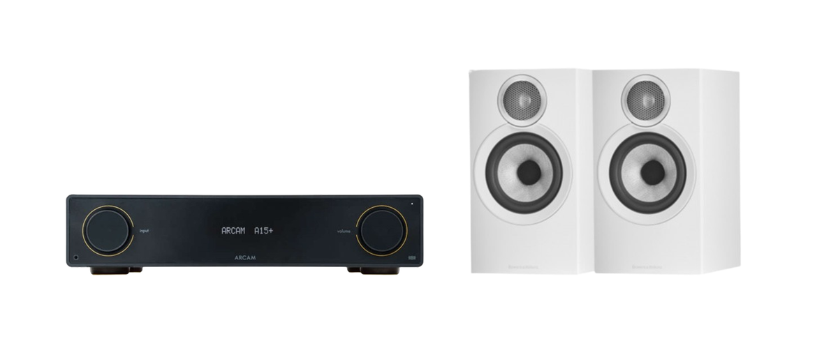 ARCAM A15+ Radia Plus Amplifier + Bowers & Wilkins 607 S3 Bookshelf Speakers Package and 5 metres Classic 79 Strand