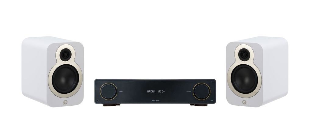 ARCAM A15+ Radia Plus Amplifier + Q Acoustics 3030C Large Bookshelf Speakers Package and 5 metres Classic 79 Strand