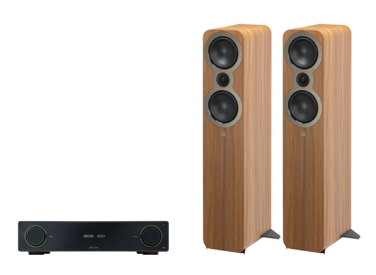 ARCAM A15+ Radia Plus Amplifier + Q Acoustics 3050C Floorstanding Speakers Package and 5 metres Classic 79 Strand