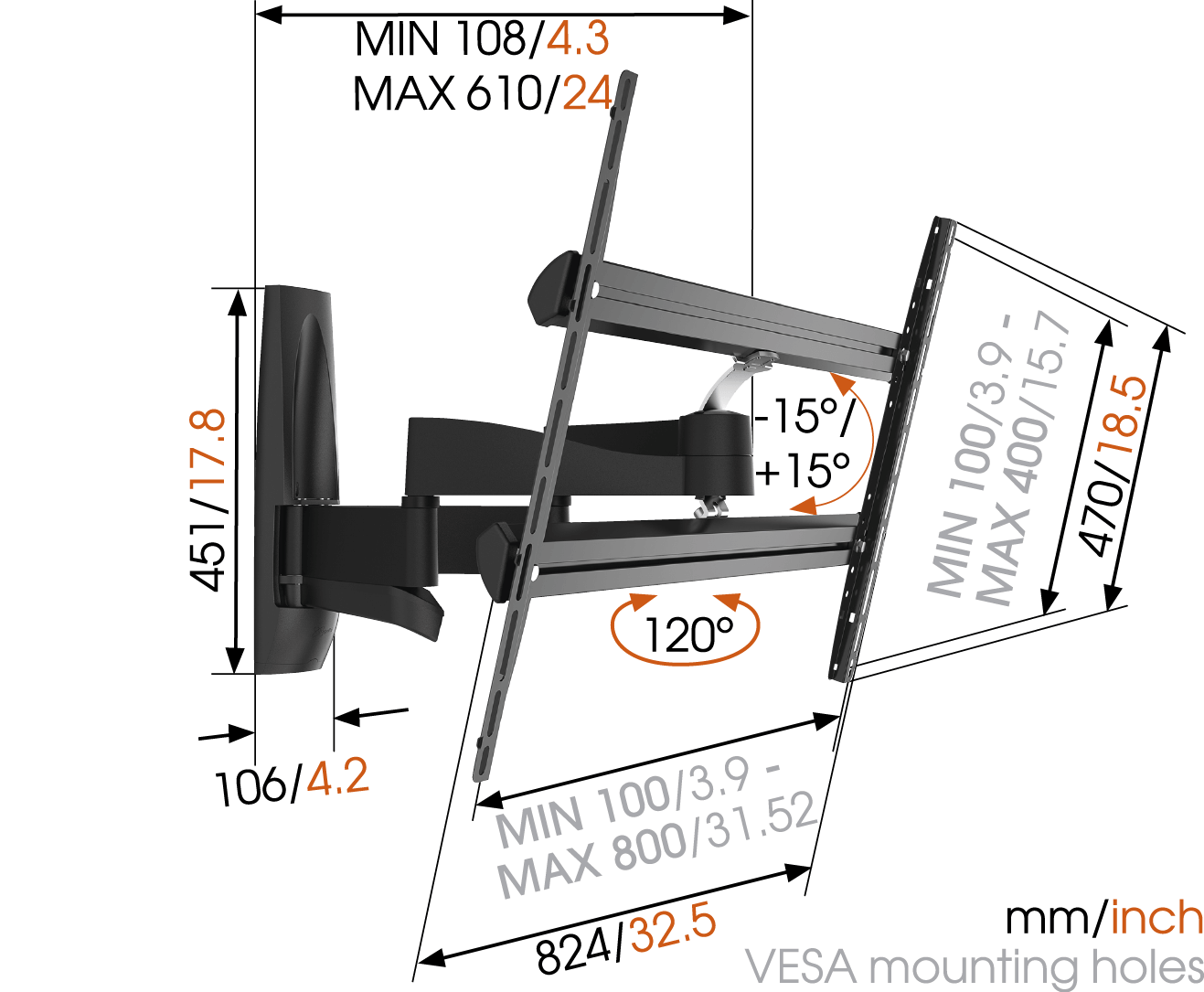 Vogel's WALL 2450 - Full-Motion TV Wall Mount