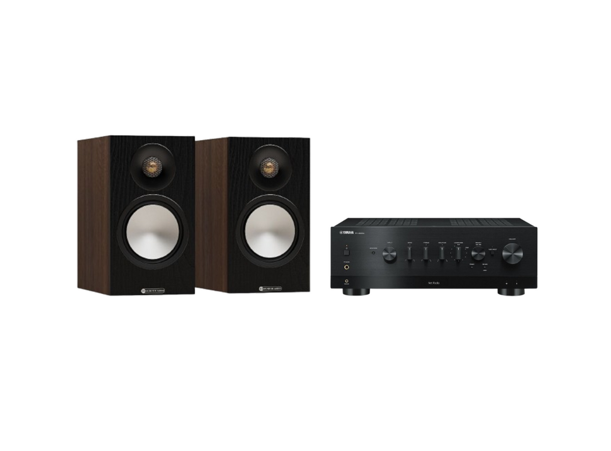 Yamaha R-N1000A Hi-Fi Network Receiver Amplifier + Monitor Audio Bronze 50 7G Bookshelf Speakers and 5m Classic 79 Strand