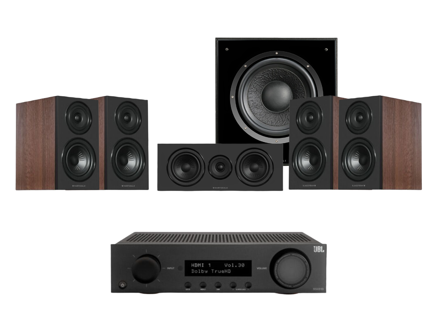 Wharfedale Diamond 12.1i HCP 5.1 Home Cinema Pack - Walnut + JBL MA510 5.2 - Black