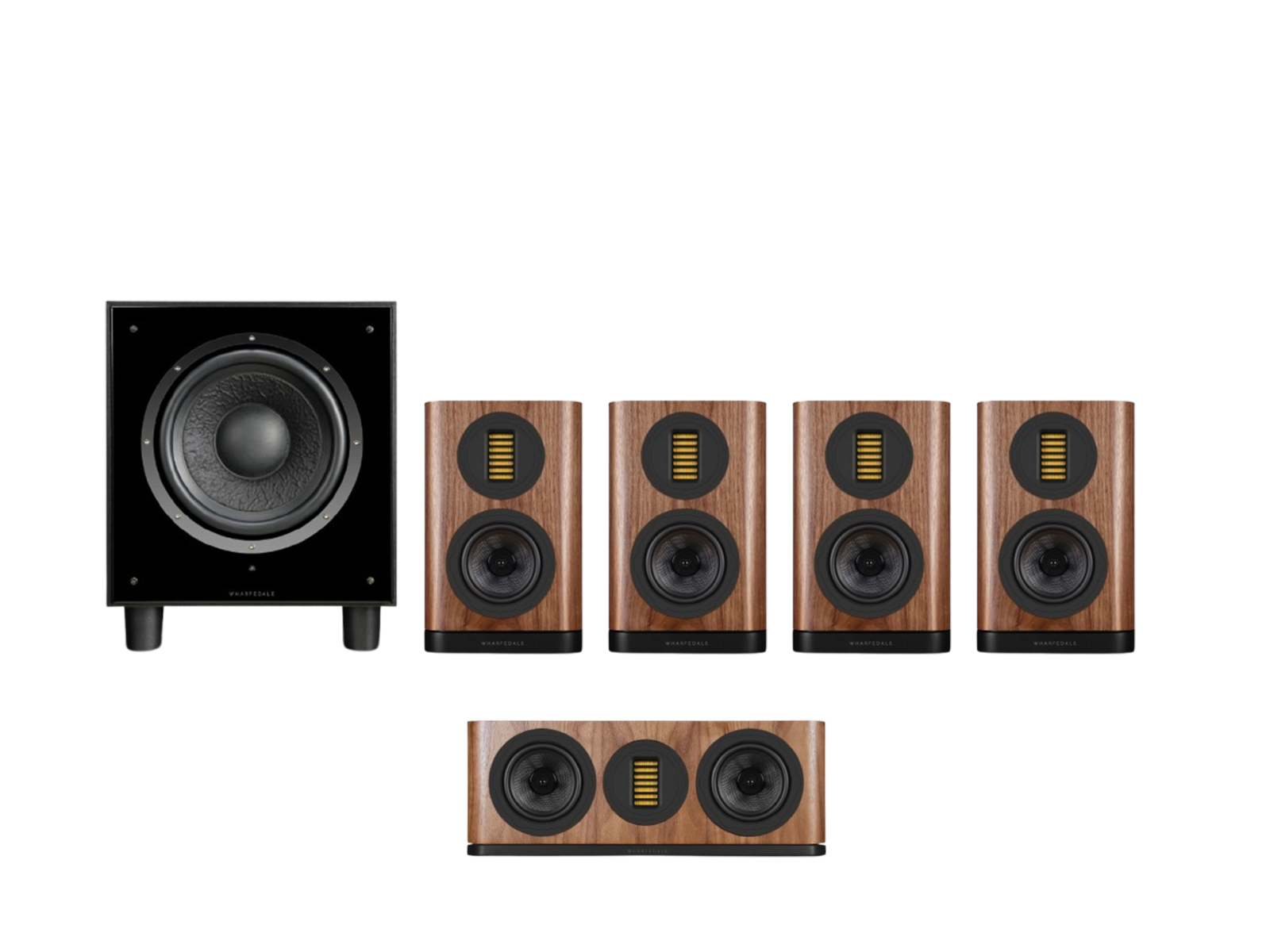 Wharfedale Evo 5.1 Surround Sound Bundle – Walnut with SW-10 Subwoofer