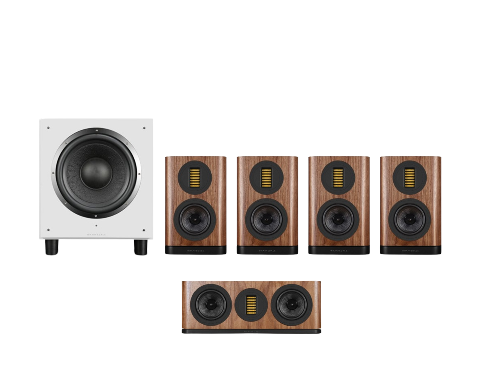Wharfedale Evo 5.1 Surround Sound Bundle – Walnut with SW-10 Subwoofer