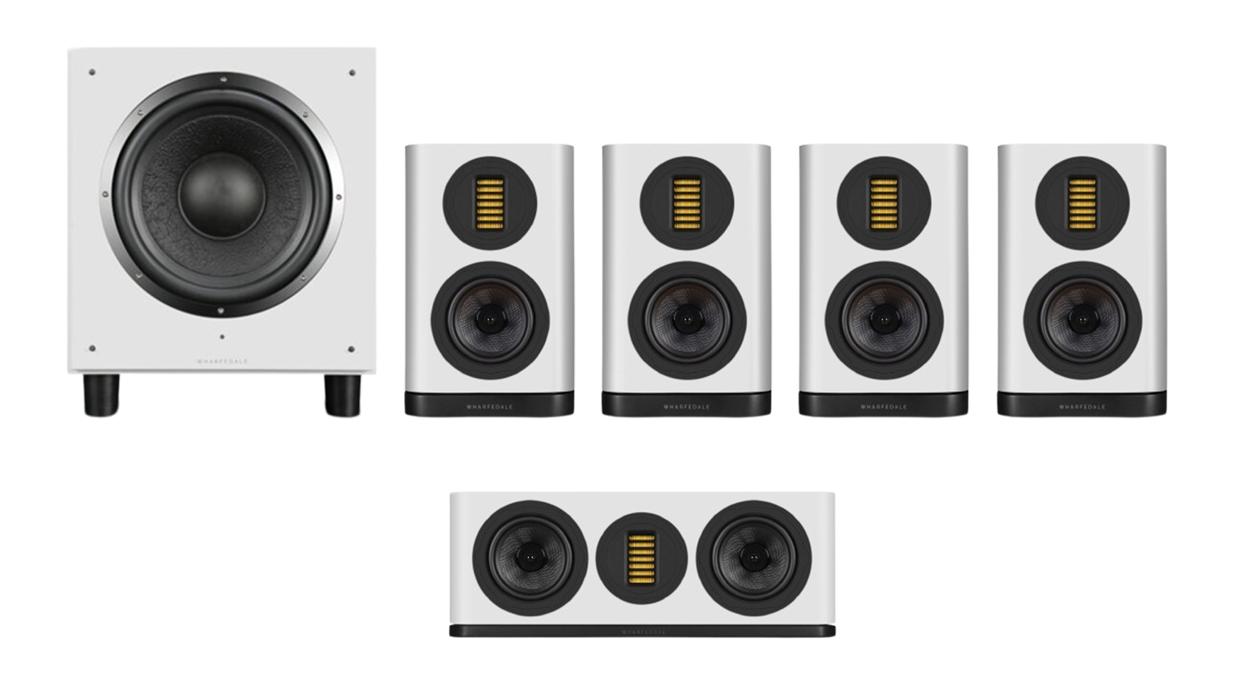 Wharfedale Evo 5.1 Surround Sound Bundle – White with SW-10 Subwoofer – White