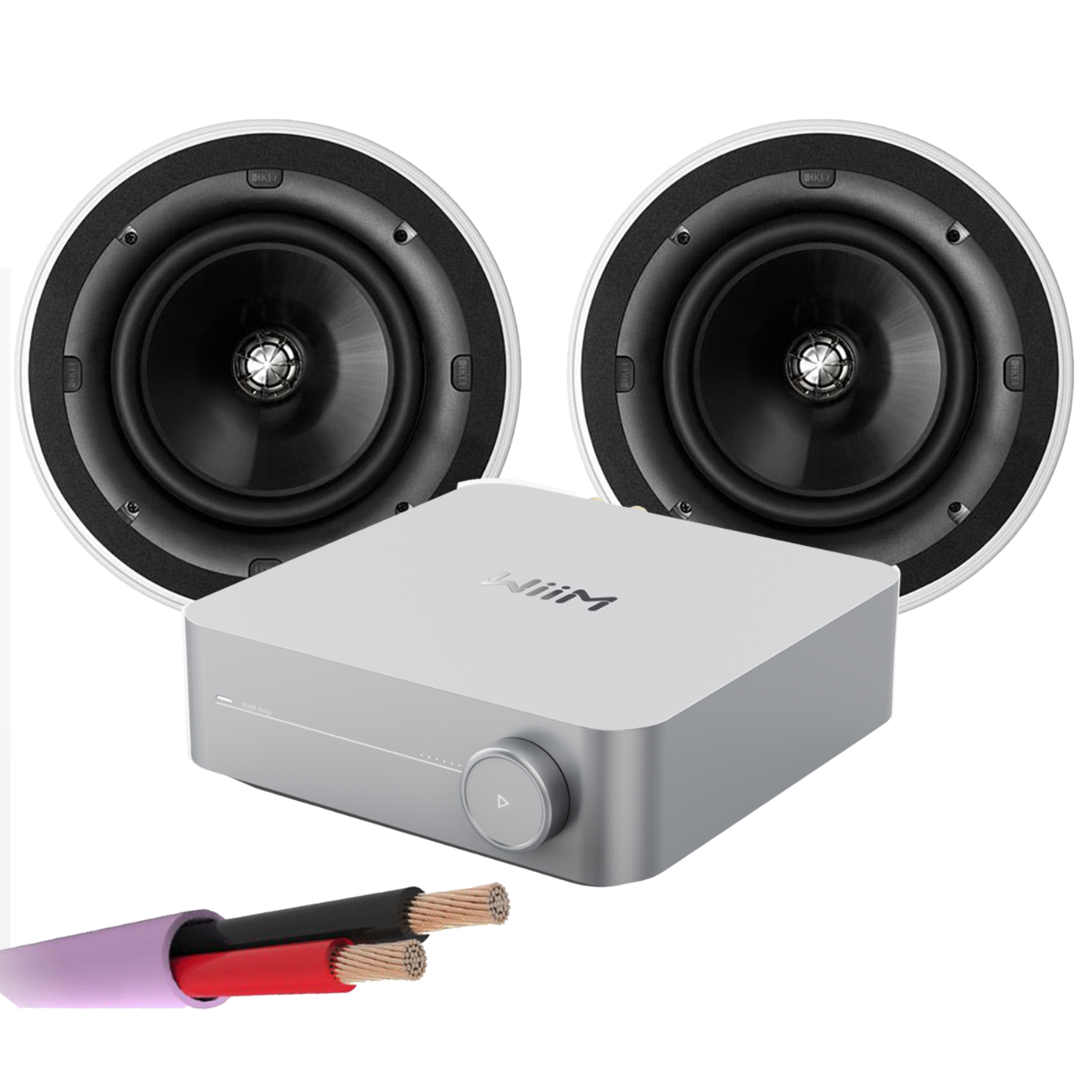 WiiM AMP + X2 KEF Ci160QR - 2 Way 6.5 Inch In Ceiling Speakers