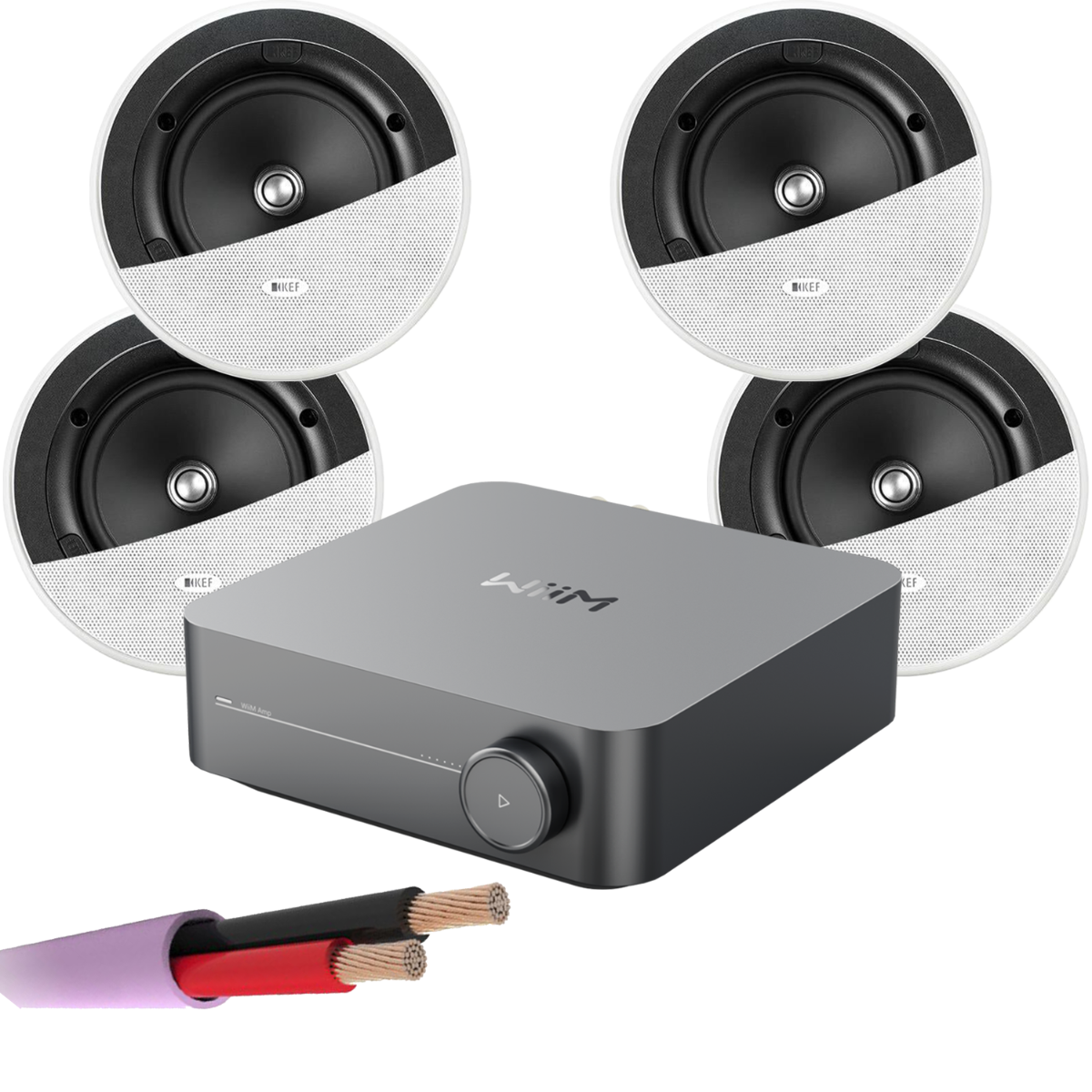 WiiM AMP + X4 KEF Ci160ER - Architectural Ceiling Speakers