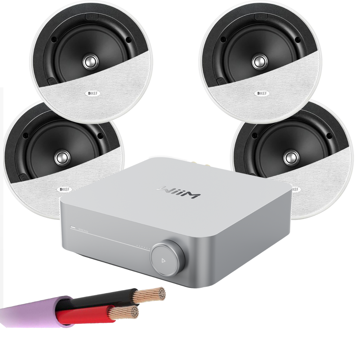 WiiM AMP + X4 KEF Ci160ER - Architectural Ceiling Speakers