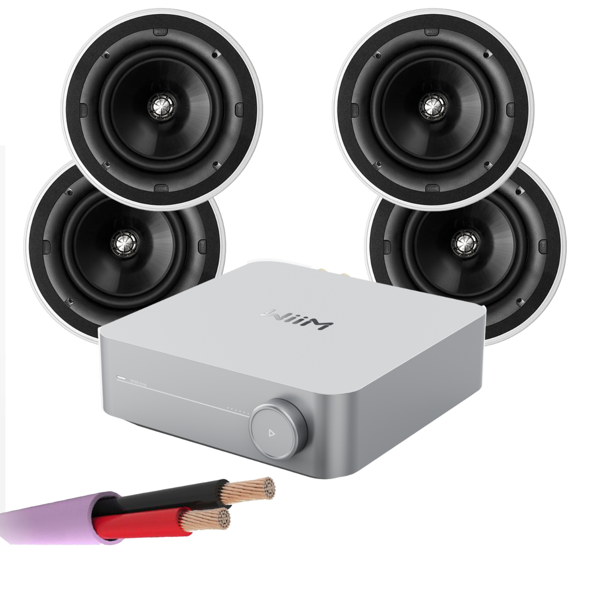 WiiM AMP + X4 KEF Ci160QR - 2 Way 6.5 Inch In Ceiling Speakers