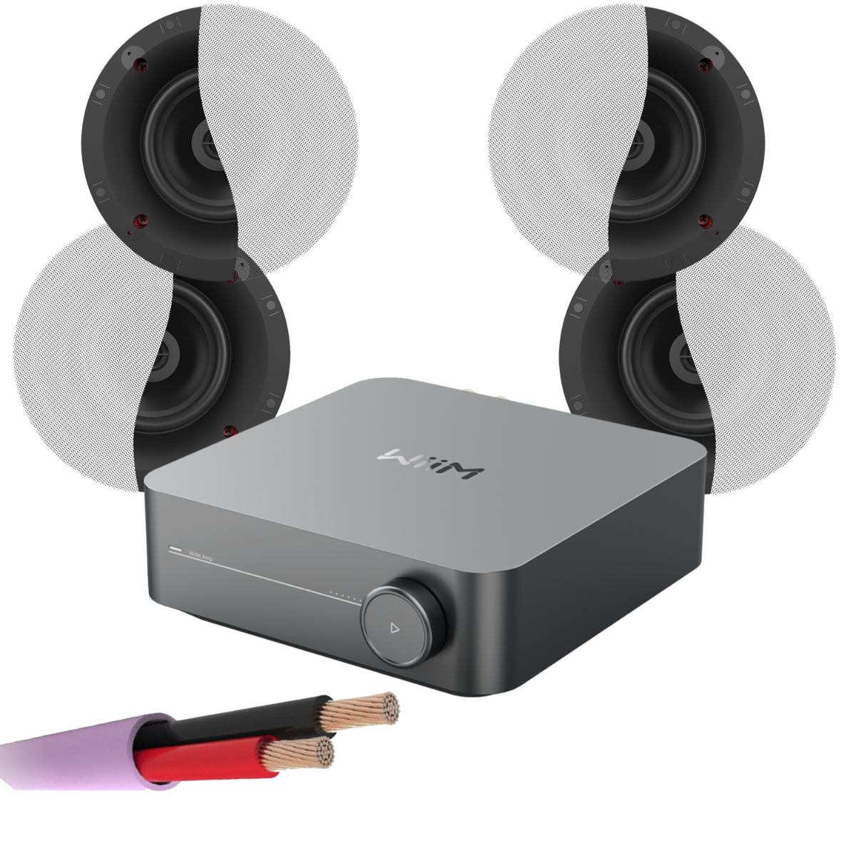 WiiM AMP + X4 Klipsch CS-16C II - 6.5" In Ceiling Speakers