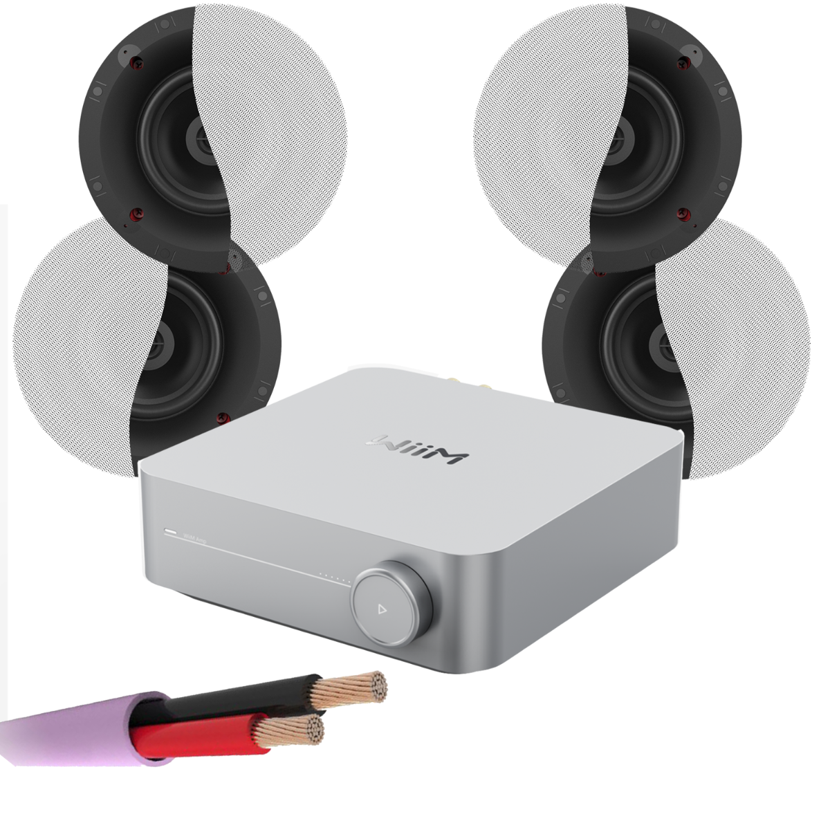 WiiM AMP + X4 Klipsch CS-16C II - 6.5" In Ceiling Speakers