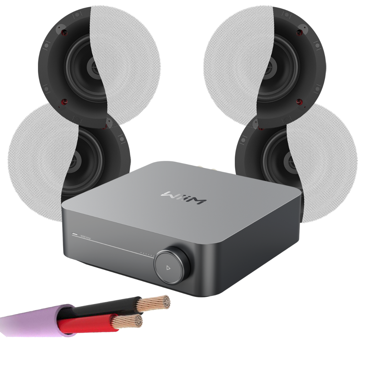 WiiM AMP + X4 Klipsch CS-18C - 8" In Ceiling Speakers