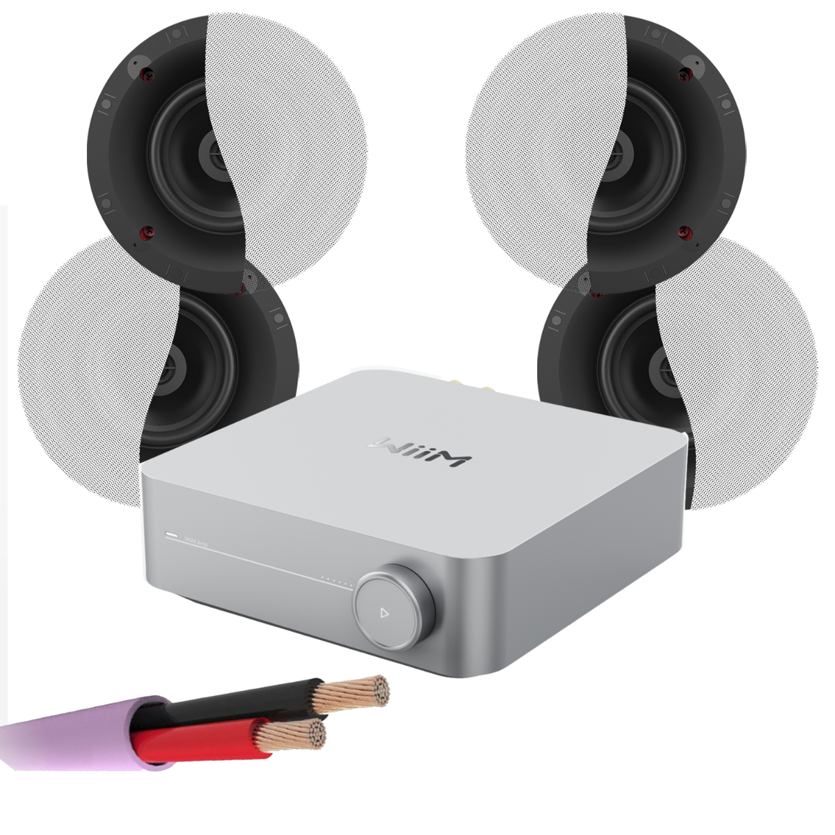 WiiM AMP + X4 Klipsch CS-18C - 8" In Ceiling Speakers
