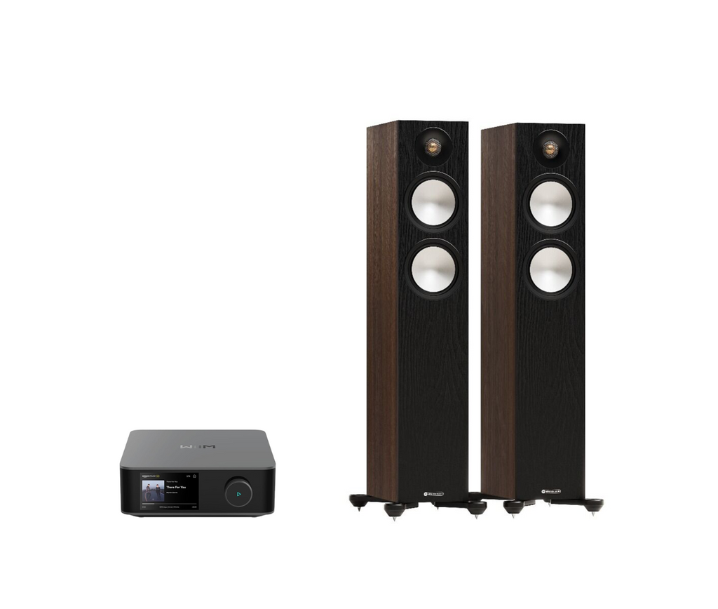 WiiM AMP Ultra Network Stereo Amplifier + Monitor Audio Bronze 300 7G Floor Standing Speakers Package and 5 metres Classic 79 Strand