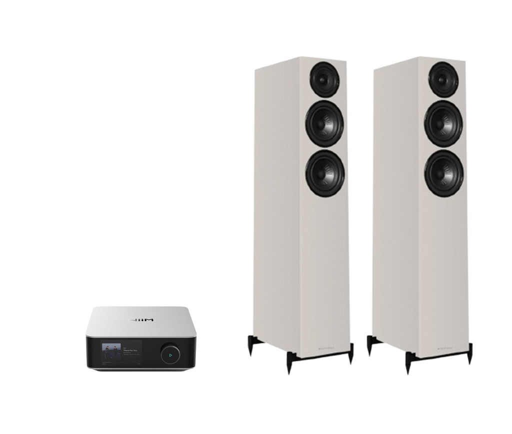 WiiM AMP Ultra Network Stereo Amplifier + Wharfedale Diamond 12.3i Floor Standing Speakers Package and 5 metres Classic 79 Strand