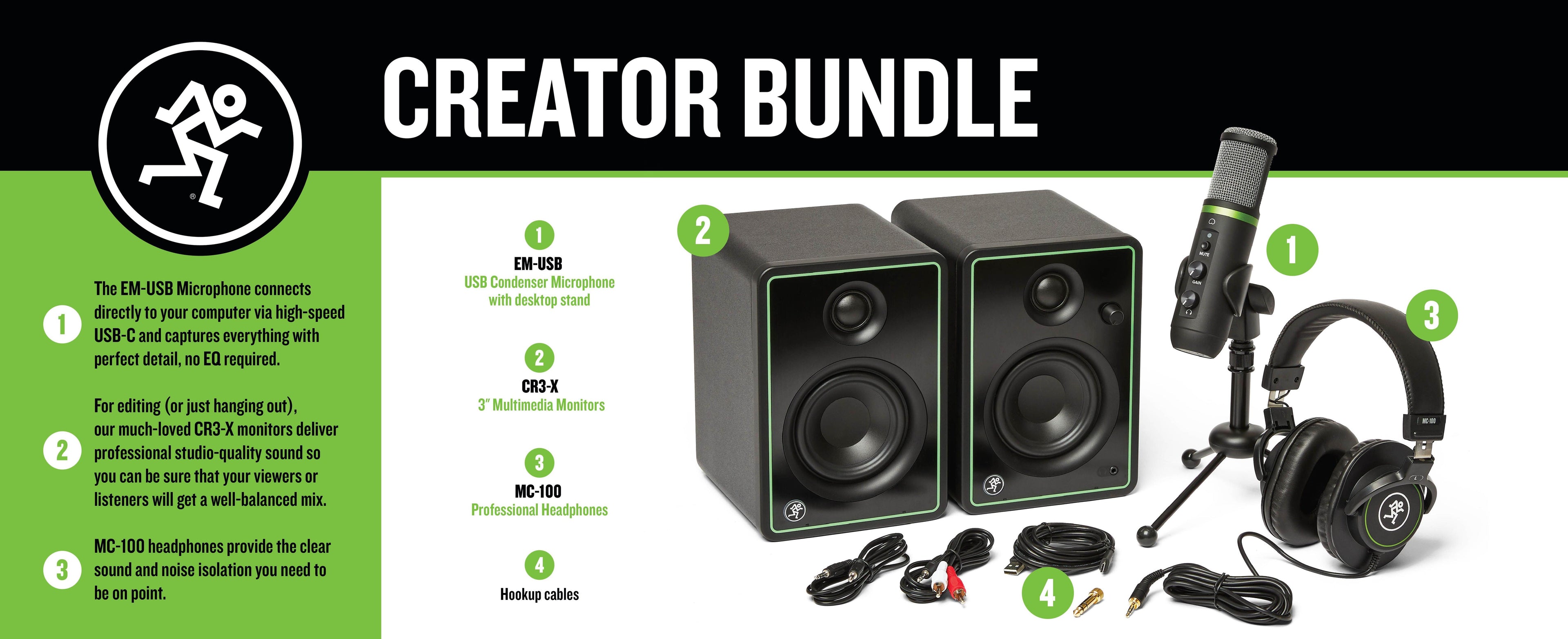 Mackie Creator Bundle - Home / Studio Recording Bundle including Mic, Headphones & Speakers