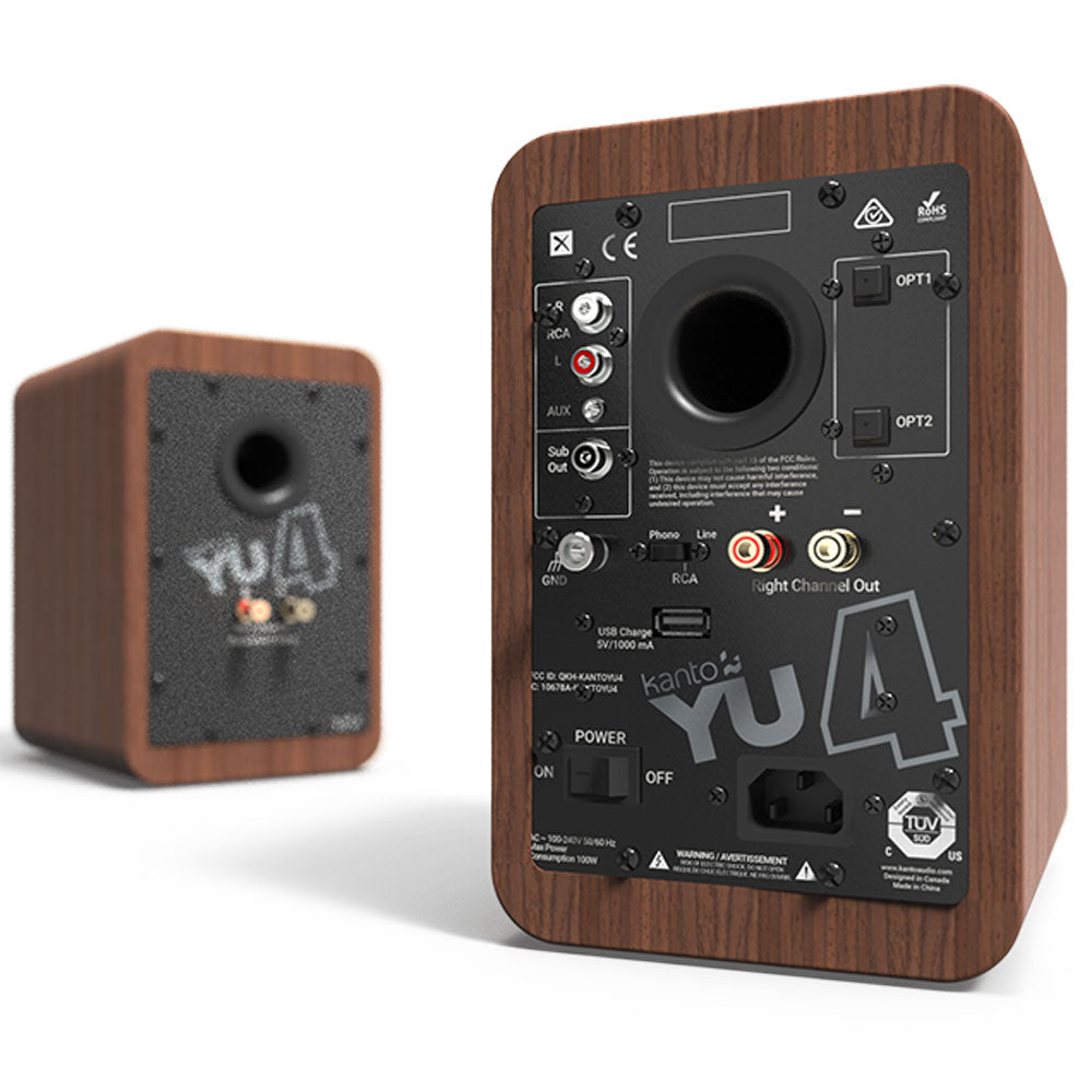 Kanto Audio YU4 - Active Powered Bluetooth Studio Speakers  - Walnut - OPEN BOX